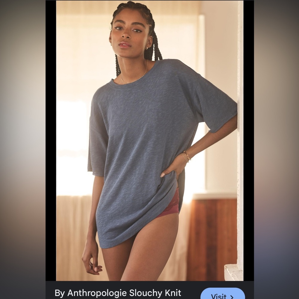 NWT By Anthropologie Slouchy Knit Shorts and Oversized Tee Lounge Sleep Set